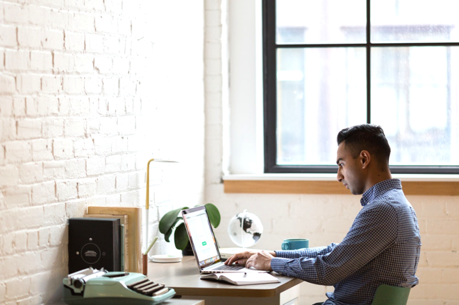 Working at desk