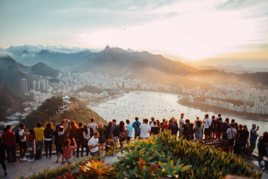 Tourists in a beautiful view